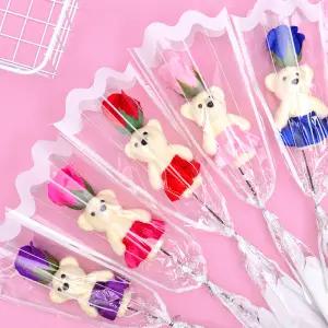 곰돌이 꽃 한송이 꽃다발 곰인형 졸업식 졸업 행사 이벤트 단체 대량 선물