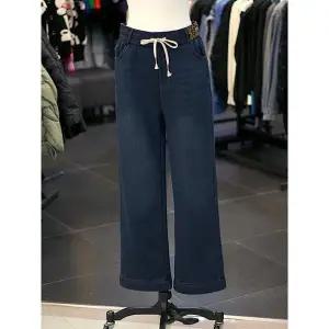 [르니앤맥코이] 세이브존03 [르니앤맥코이] 허리 밴딩 기모 와이드 데님 팬츠 AGMN (S43894783)