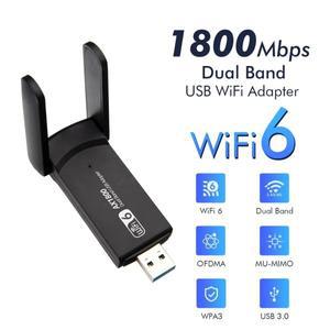 1800Mbps WiFi 6 USB 어댑터 802.11AX 2.4G/5GHz 무선 네트워크 카드 안테나 10/11 PC 용 동글 MT7921AU
