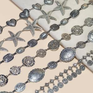 새로운 패션 실버 허리 체인 Y2K 트렌디 보헤미안 청바지 드레스 벨트 여름 해변 액세서리 빈티지 조절 가