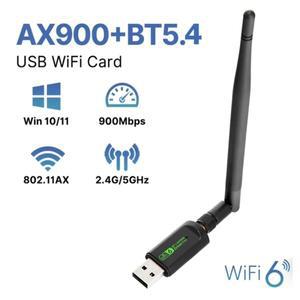 WiFi 6 Bluetooth 5.4 2 in 1 동글 900Mbps 5dbi 안테나 AX900 무선 수신기 Windows 10/11 용 USB
