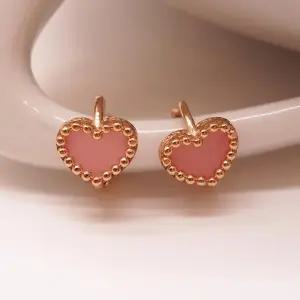 14k 합성 핑크 오팔 하트 원터치 귀걸이 OPNIE1410