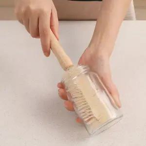 [골드스마일]젖병 세척용 나무 손잡이 타원형 강모 물병 클리너