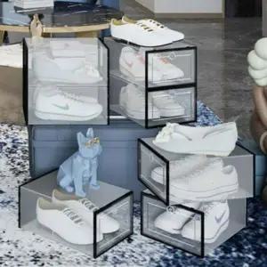 2p세트 신발케이스 블랙 투명 플립 신발정리함 슈박스