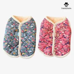 /트윈스파파 잔꽃 패턴 퀼팅 털 강아지 방한 조끼(P0000UBO/2컬러)
