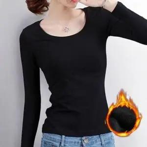 여성 기모 겨울 내복 라운드 긴팔 티셔츠 겨울 티셔츠 긴팔 패션방한의류 내복 기모이너티