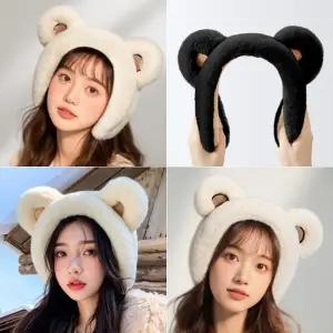 개미물류 곰돌이귀마개 겨울필수템 털 따뜻한 방한 귀도리 귀덮개 귀여운 곰머리띠 큐트 겨울 귀돌이 퍼
