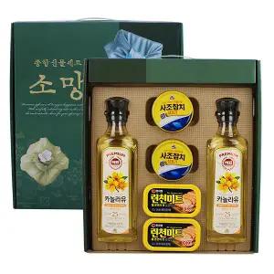 설날추석 소망 선물세트6P(오일2개+참치2개+햄2개) 명절종합 카놀라유 런천미트