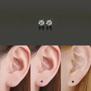 14K GOLD 3mm 라운드 큐빅 금 귀걸이