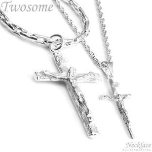 커플 은목걸이 실버 천주교 십자가 Twosome 3760N