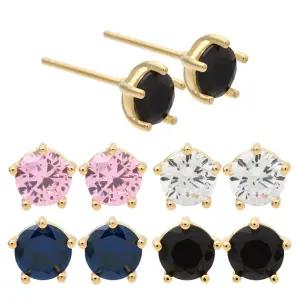 14K 골드필드 핀 이어링 컬러 5mm 큐빅 일자침 귀걸이