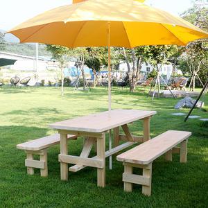 더함퍼니처 야외테이블 원목 야외용 정원 탁자세트 파라솔 옥상 의자 가든