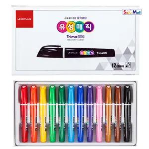 라인플러스 삼각 유성매직 12색 둥근닙 사각닙