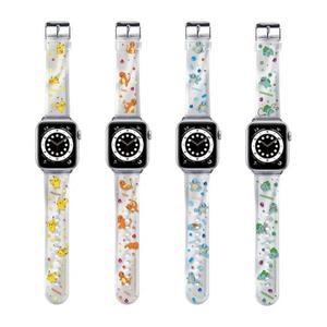 [신세계몰]애플 워치 8 7 6 5 4 스트랩 정품 포켓몬스터 도트 투명 클리어 피카츄 꼬부기 줄질