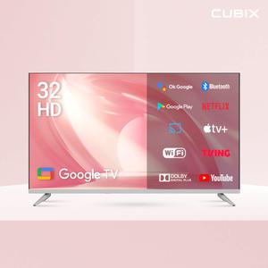 [으뜸효율]큐빅스 81cm 32인치 화이트에디션 스마트TV HD LED 구글티비 안드로이드 에너지1등급 스탠드형 벽걸이형