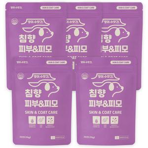 강아지 피부영양제 피부병 곰팡이성피부염 발사탕발습진 아토피 오메가3 모낭충 진드기 지간염 댕이수랏간 침향 피부&피모 70g 5개