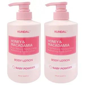 쿤달 퓨어 바디로션 허니앤마카다미아 베이비파우더 500ml 2개