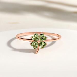 [골드팡] 14k 딥그린네잎클로버 반지