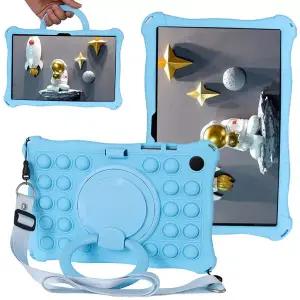 갤럭시탭 S10 라이트 S9 S8 S7 FE 플러스 10.9 11 12.4 캐릭터 팝잇 손잡이 거치대 실리콘 범퍼 케이스