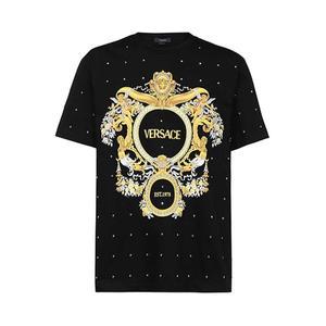 [베르사체] 바로크 크리스탈 무늬 반팔 블랙 1008482 1A06064