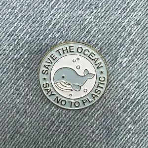 CQY183 노 플라스틱 바다 해양 환경보호 뱃지 빼찌