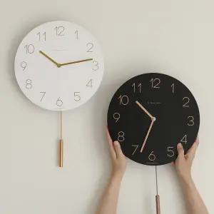 [무아스] 플랫우드 진자 무소음 벽시계 인테리어 거실시계