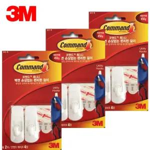 (소형 6개) 쓰리엠 후크 행거/훅걸이/벽걸이/걸이/벽고리/다용도/소품/벽면/가정용/공간활용/부착/무타공