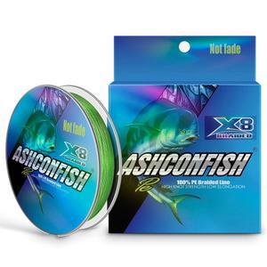 애쉬콘피쉬 땋은 낚싯줄 색상이 사라지지 않는 8가닥 초강력 PE 마모 방지 제로 스트레치 6lb ~ 300lb