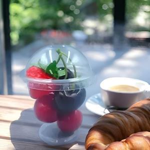 5온스 과일컵 디저트 다용도 간식 돔뚜껑 세트 74파이 100개