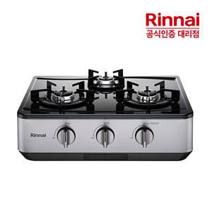 [전국설치] 린나이 3구 고화력 자동불꽃 스마트 조절 가스레인지 RT-6520I 러스틱 실버
