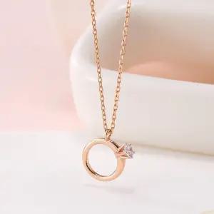 갤러리아 [비앤비골드] 14K 미니 큐빅 웨딩링 체인 목걸이 JNN40951