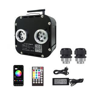 듀얼 포트 광원 트윙클 광섬유 스타라이트 사운드 활성화, 블루투스 앱 리모컨 RGBW 엔진 드라이버 박스, 5