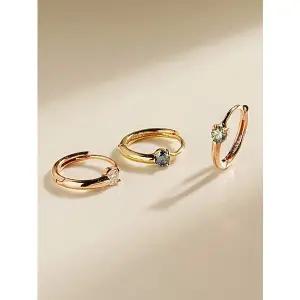 [미니멀피어싱]14K 18K 모이사나이트 다이아 포인트 원터치 링 귀걸이