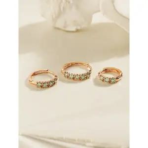 [미니멀피어싱]14K 18K 모이사나이트 다이아 그린 원터치 링 귀걸이