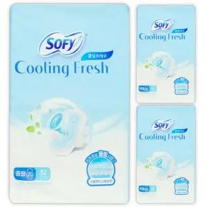 쏘피 쿨링 프레쉬 생리대 날개 중형 26cm 32개입 3팩