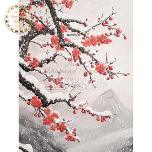 보석비즈십자수 눈 속의 홍매화 잼보석 대형