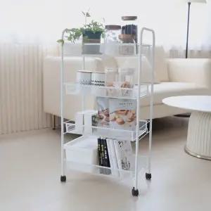 리빙밸류 3단 4단 이동식 철제 트롤리 선반 수납장 바퀴달린선반 세탁실트롤리 주방트롤리