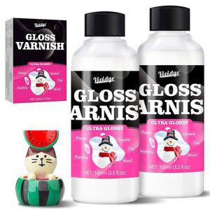 에어 드라이 클레이 바니시, 200ml/7온스 고광택 세라믹 글레이즈, 공예 도자기용 브러시가 포함된 투명 실란트, 아크릴 페인팅, 목재, 균열 스크래치 방지 마모 방지, 방수