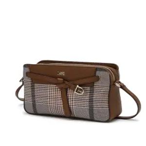 닥스 액세서리 25FW [에딘버러 체크] 브라운 빅 모던 체크 벨트장식 크로스백 DCBA5F674W2