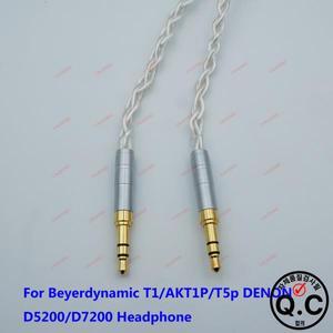 HIFI 8 코어 단결정 구리 실버 도금 이어폰 케이블, 업그레이드 XLR 4.4 3.5 2.5mm, T1/AKT1P/T5P D5200/D7