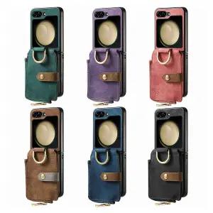 갤럭시z플립 7 6 5 4 3 예쁜 링 고리 카드 지폐 지갑형 무광 가죽 힌지 보호 하드 케이스 지플립 제트플립