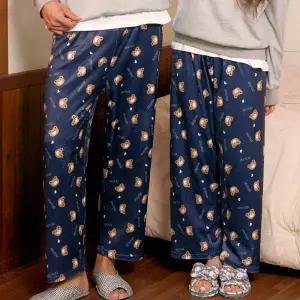 남성 여성 공용 수면바지 겨울 릴렉스 밍크극세사 스판 커플 잠옷 파자마 하의