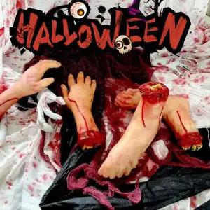 할로윈 마스크 기모 피 묻은 신체 호환 부품 현실적인 잘린 손 다리 팔 유령의 집 무서운 장난 파티 장식