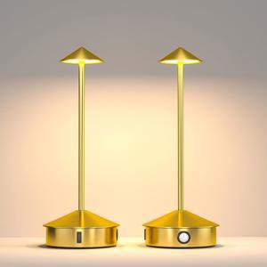 APSPOW 무선 테이블 램프 세트 2개, 휴대용 LED 탁상용 램프, 6000mAh 배터리 작동, 3단계 밝기 충전식 가정용 사무실/침실/거실/아웃도어용 조명