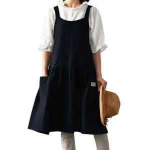 [알티피아]네이처안 라운드 숏린넨 앞치마 블랙