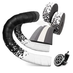 ARVORUM 자전거 핸들바 테이프, 바 사이클링 그립 (2개 세트) EVA 패딩 테이프 4개의 끝 플러그, 부드럽고 편안하며 마모에 강함(흰색)