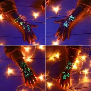 야광타투 크리스마스 눈사람 시계 파티 손목 문신 스티커 성탄절