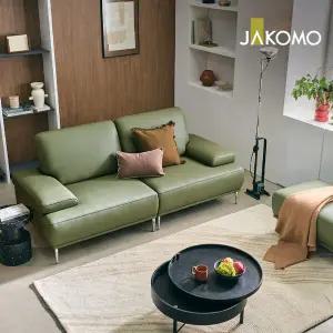 [신상혜택가][자코모] 에멜 3인 천연면피 소가죽 소파+스툴