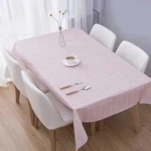 PEVA방수 체크 직사각식탁보_핑크 (소-90X137)
