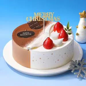 파리바게뜨 크리스마스 초코반 딸기반 케이크(데코픽 포함)